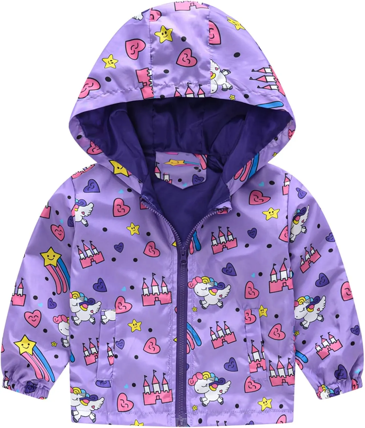 Happy Cherry Kids Boys Girls Fleece Lined Windbreaker Jacket Fashion Prints Hoodie for Fall Winter