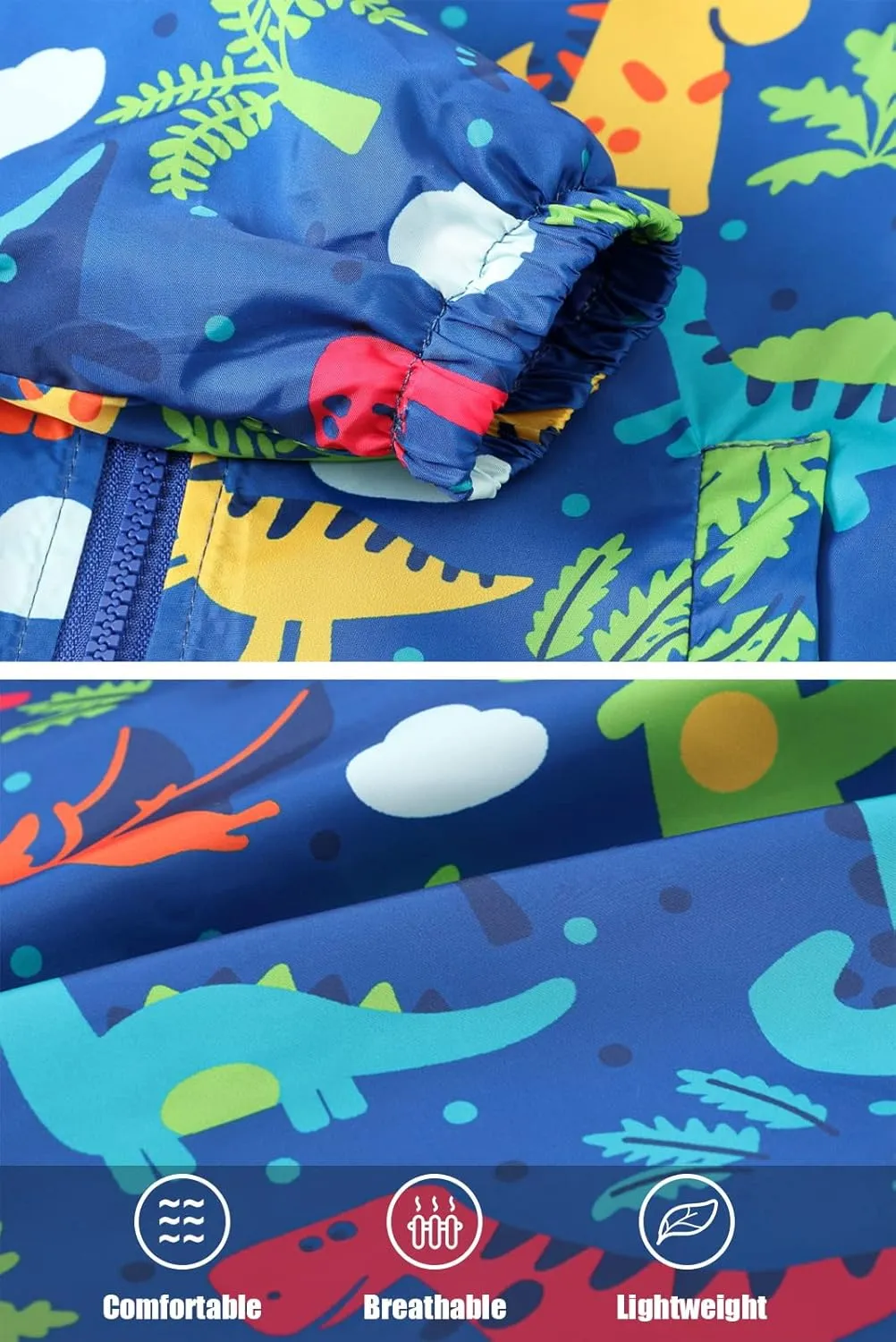 Happy Cherry Kids Boys Girls Fleece Lined Windbreaker Jacket Fashion Prints Hoodie for Fall Winter