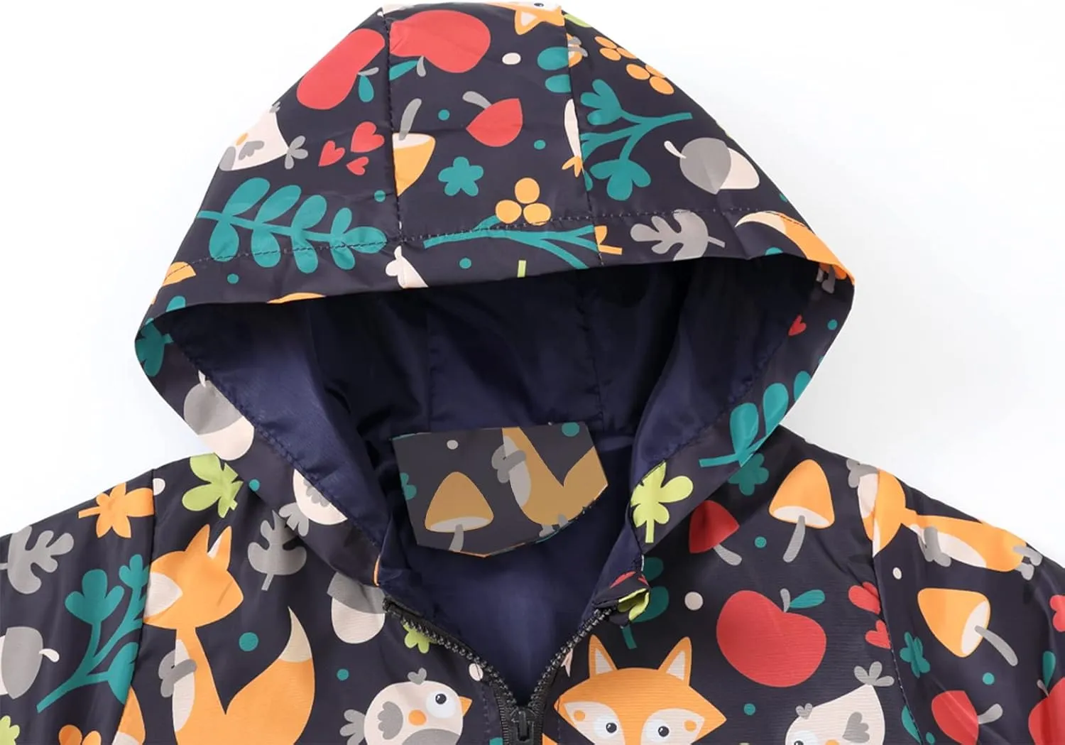 Happy Cherry Kids Boys Girls Fleece Lined Windbreaker Jacket Fashion Prints Hoodie for Fall Winter