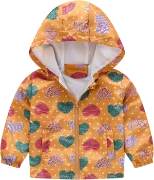 Happy Cherry Kids Boys Girls Fleece Lined Windbreaker Jacket Fashion Prints Hoodie for Fall Winter