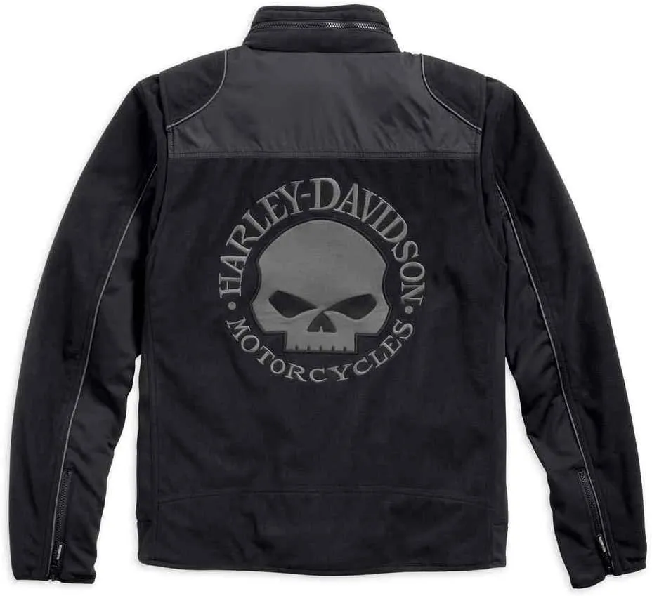 Harley-Davidson Men's Skull Windproof Fleece Casual Jacket, Black 98576-16VM