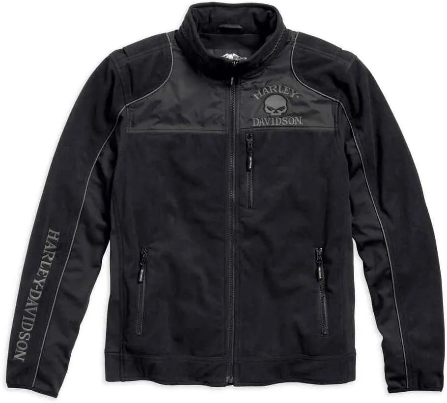 Harley-Davidson Men's Skull Windproof Fleece Casual Jacket, Black 98576-16VM