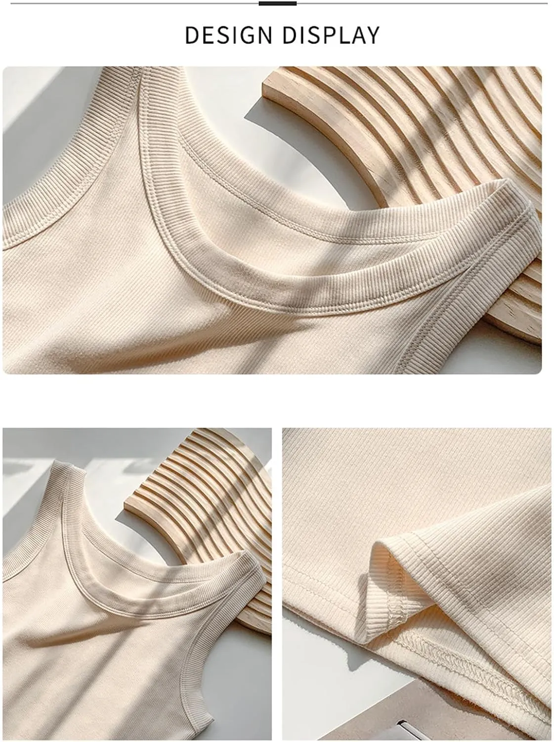 hathne Womens Sleeveless Ribbed Fitted Basic Tank Top Vest Summer High Neck Tops Racerback Camisole