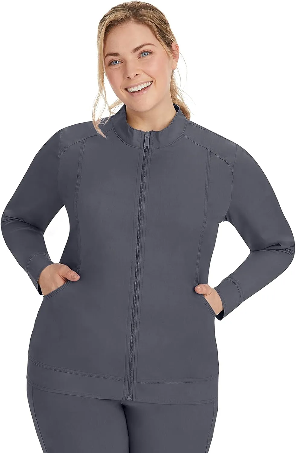 Healing Hands Women's Scrub Jacket, Zip-Up Front with 2-Way Stretch Comfort & Big Kangaroo Pockets 5038