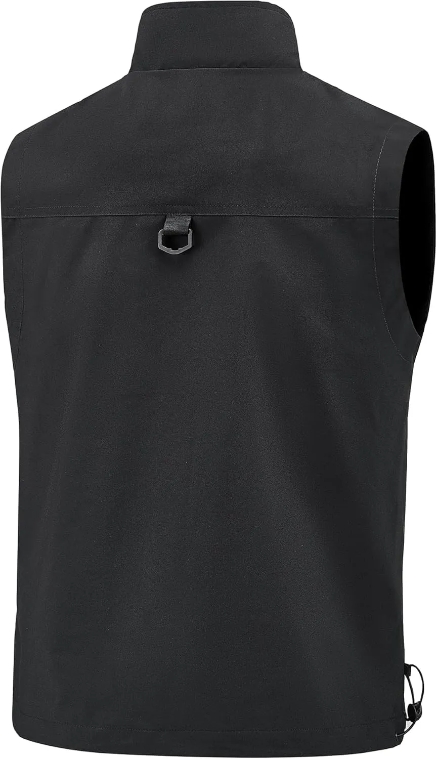 Hixiaohe Mens Vest Golf Outwear Windproof Lightweight Softshell Vest Photo Hiking Travel Work Sleeveless Jacket with Pockets