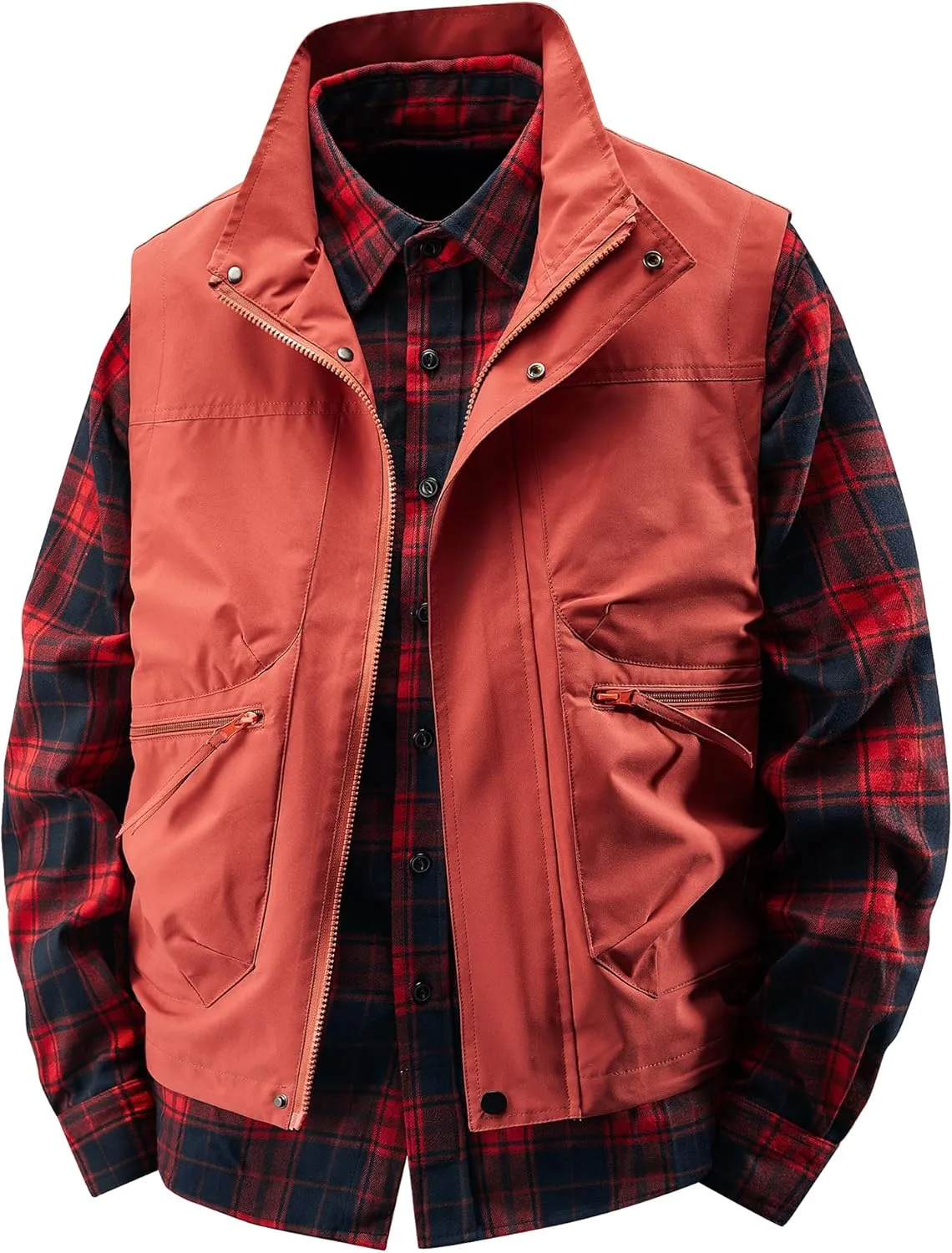 Hixiaohe Mens Vest Golf Outwear Windproof Lightweight Softshell Vest Photo Hiking Travel Work Sleeveless Jacket with Pockets