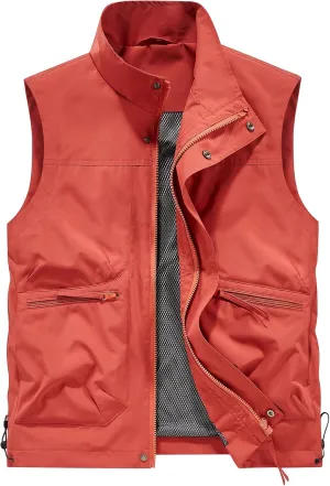 Hixiaohe Mens Vest Golf Outwear Windproof Lightweight Softshell Vest Photo Hiking Travel Work Sleeveless Jacket with Pockets
