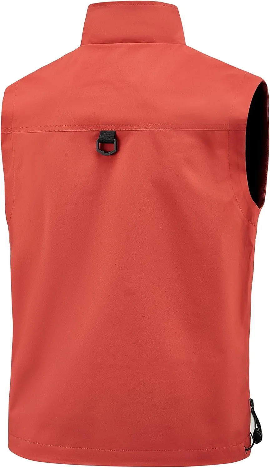 Hixiaohe Mens Vest Golf Outwear Windproof Lightweight Softshell Vest Photo Hiking Travel Work Sleeveless Jacket with Pockets
