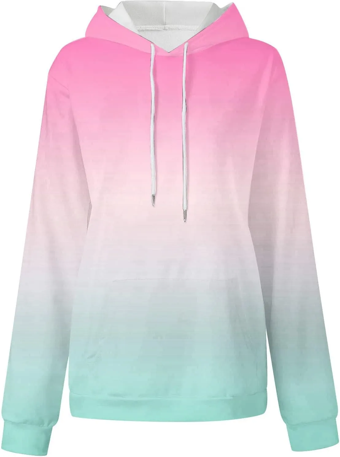 Hoodies for Women 2024 Tie Dye Gradient Drawstring Pullover Tops Baggy Trendy Loose Oversized Sweatshirts with Pockets