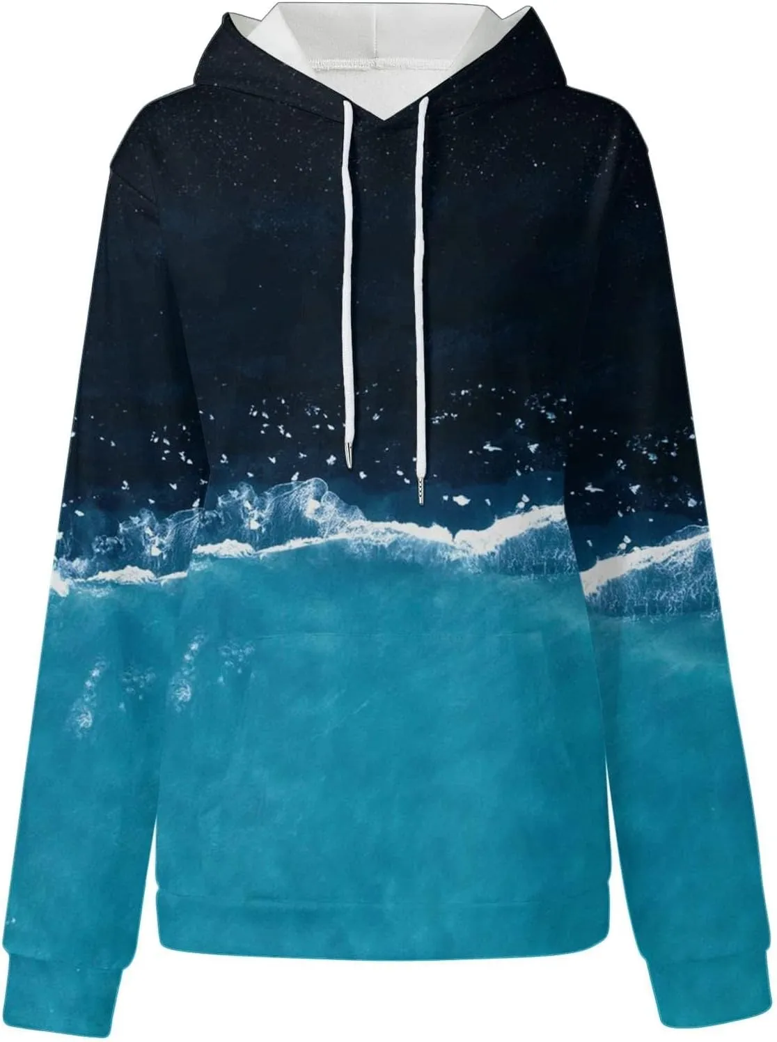 Hoodies for Women 2024 Tie Dye Gradient Drawstring Pullover Tops Baggy Trendy Loose Oversized Sweatshirts with Pockets