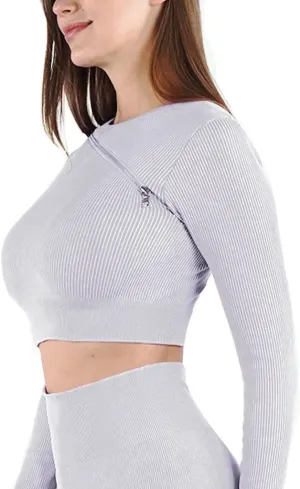 HSQMA Yoga Shirt for Women,Womens Long Sleeve Workout Shirts, Quick Dry Fitness Gym T Shirt, Breathable Athletic Gym Tops (Color : White/, Size : M/)