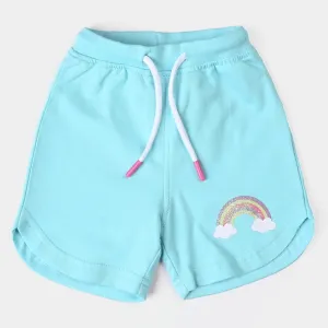 Infant Girls Cotton Terry Knitted Short Rainbow-T.Turquois