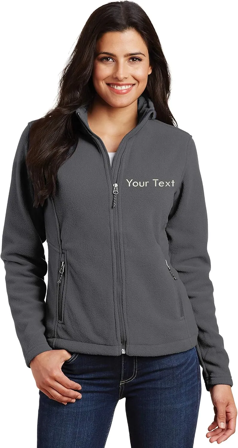 INK STITCH Ladies Custom Stitching Text Value Fleece Jackets - 12 Colors