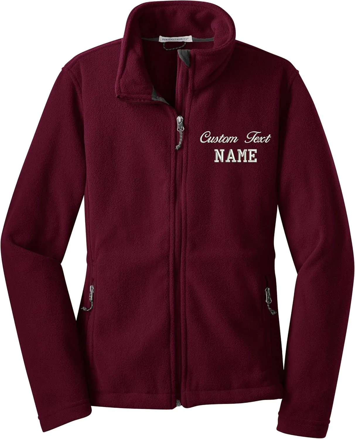 INK STITCH Ladies Custom Stitching Text Value Fleece Jackets - 12 Colors