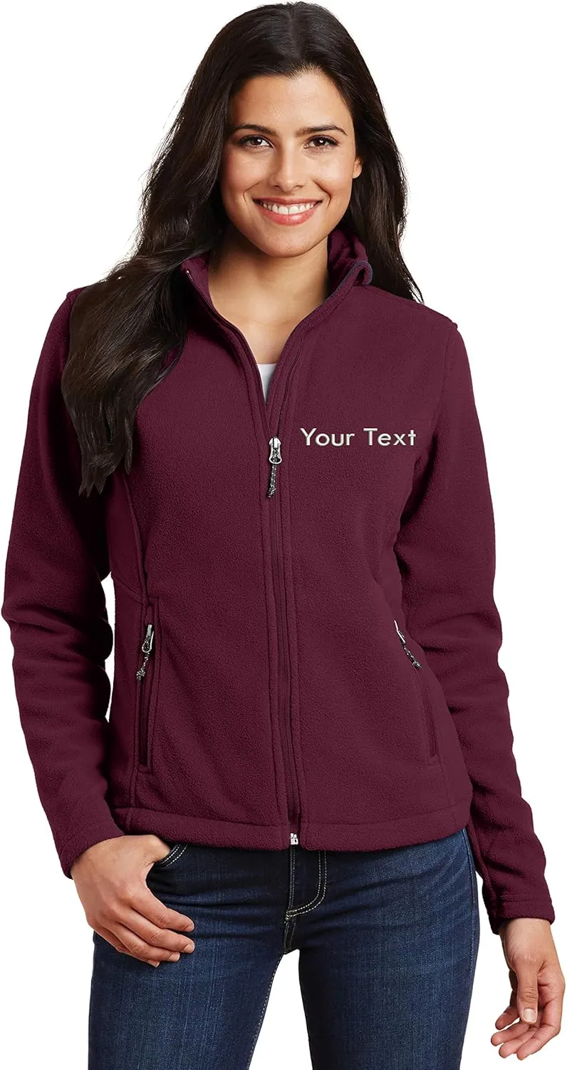 INK STITCH Ladies Custom Stitching Text Value Fleece Jackets - 12 Colors