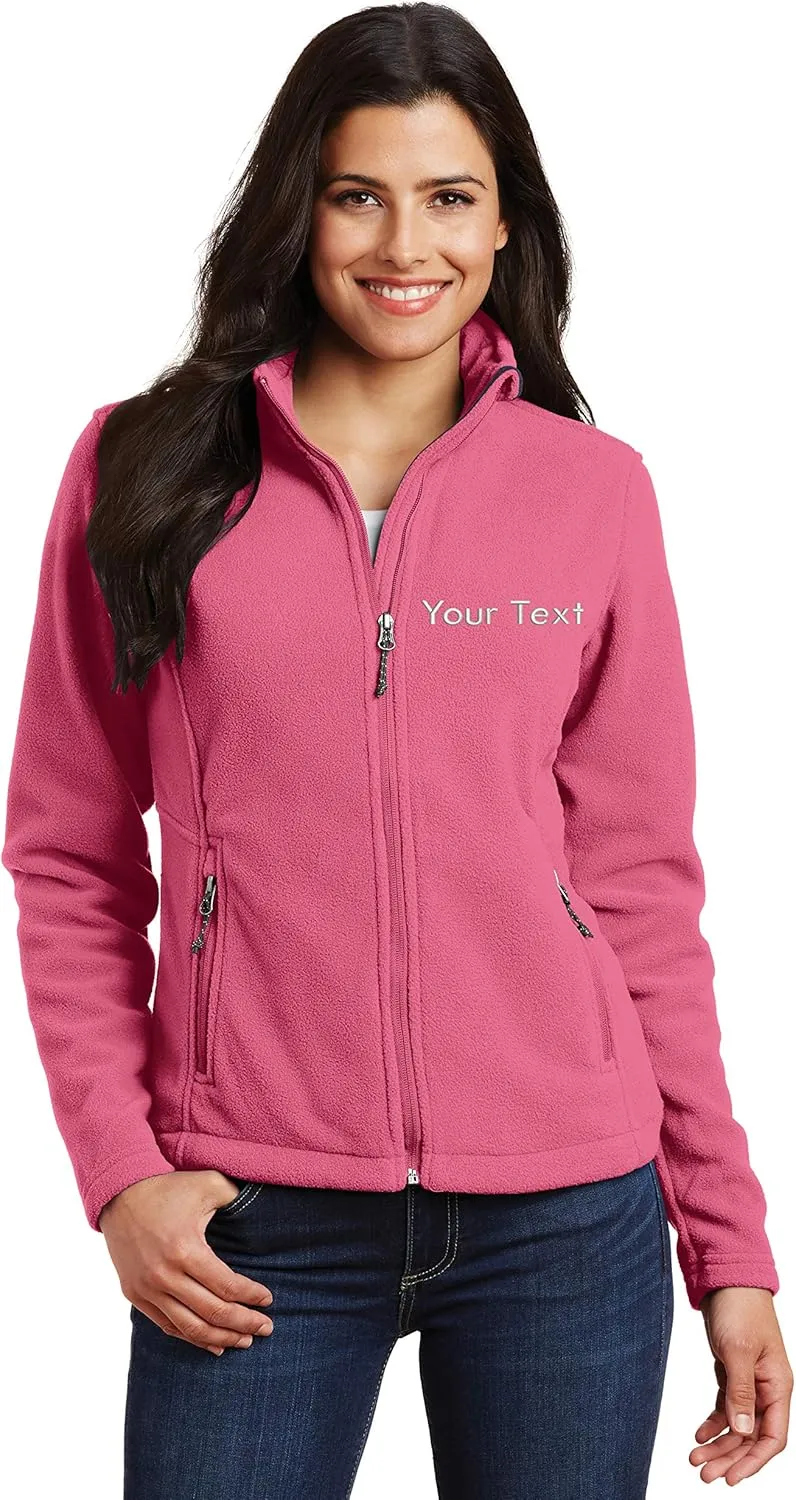 INK STITCH Ladies Custom Stitching Text Value Fleece Jackets - 12 Colors