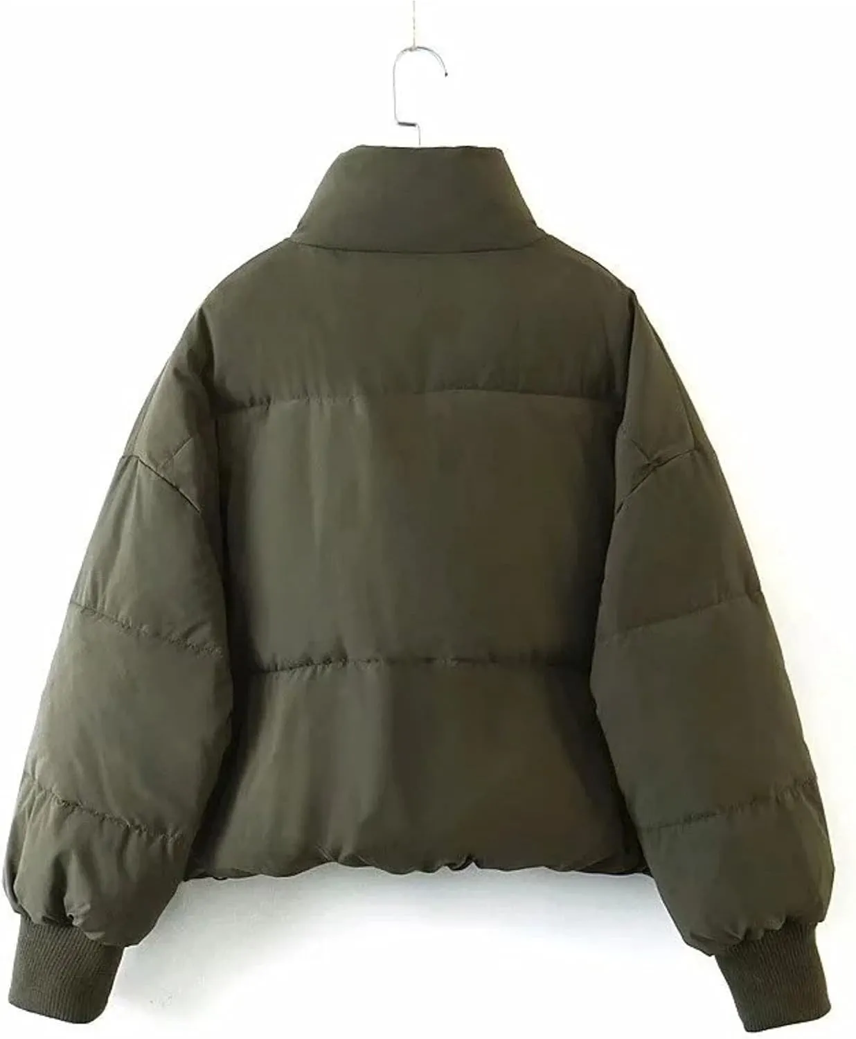 InterNos Women's Winter Stand Collar Zip Puffer Jacket Baggy Short Padded Down Coats