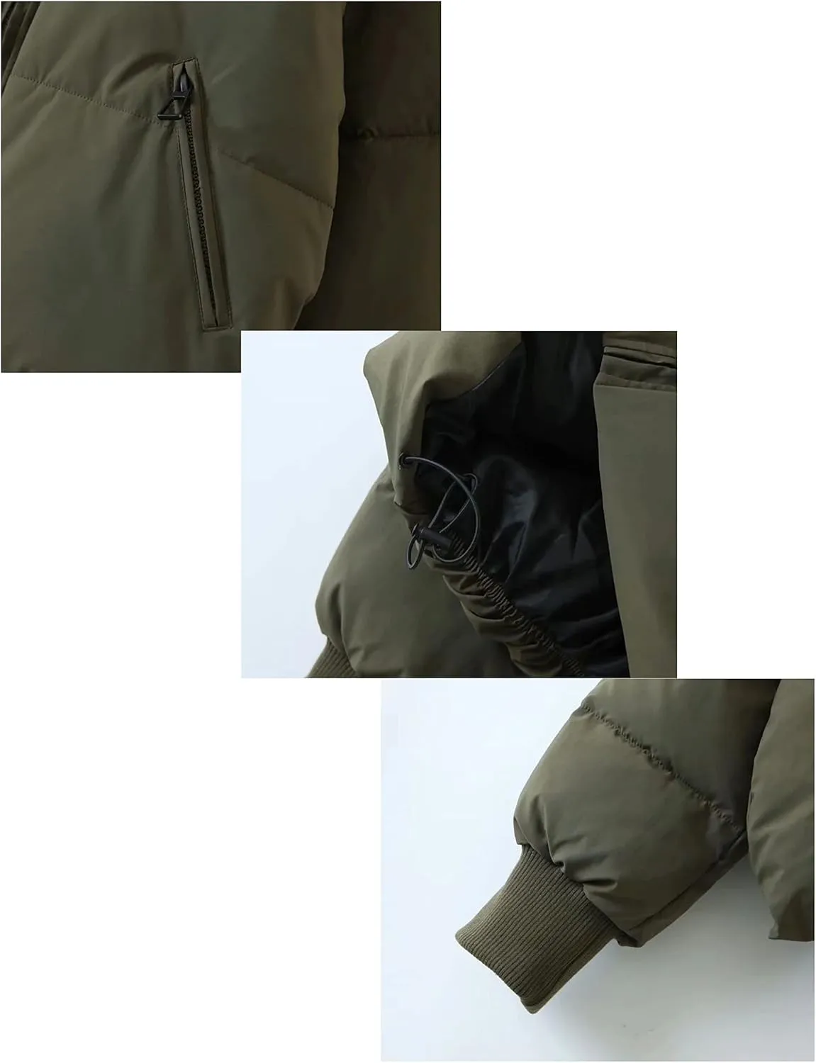 InterNos Women's Winter Stand Collar Zip Puffer Jacket Baggy Short Padded Down Coats