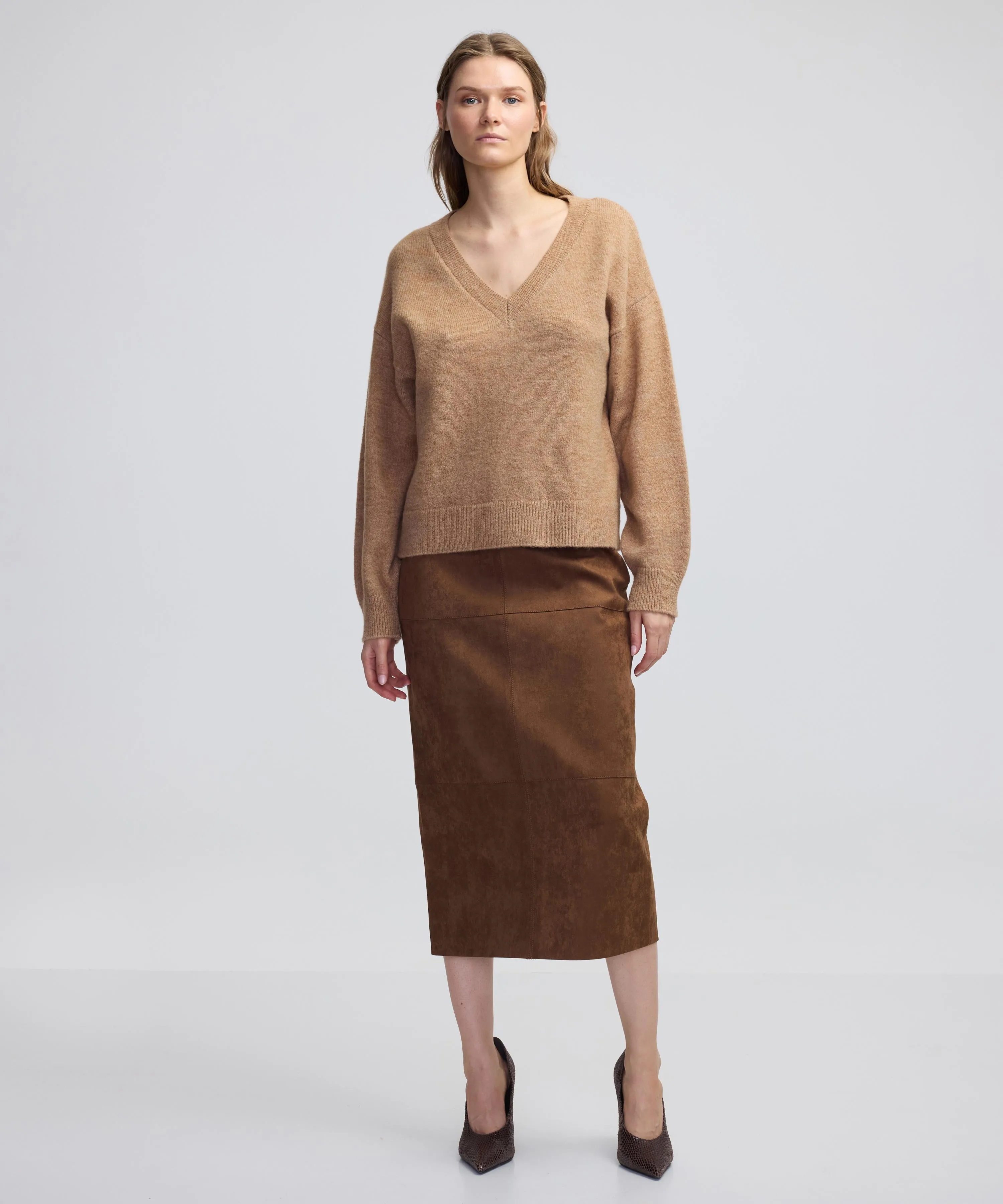 Ipekyol V-Neck Basic Knitwear Camel