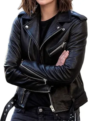 IVERIRMIN Womens Leather Jackets Faux Motorcycle Plus Size Moto Biker Cropped Slim Fit Coat Short Lightweight Jacket Coat