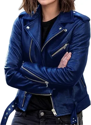 IVERIRMIN Womens Leather Jackets Faux Motorcycle Plus Size Moto Biker Cropped Slim Fit Coat Short Lightweight Jacket Coat