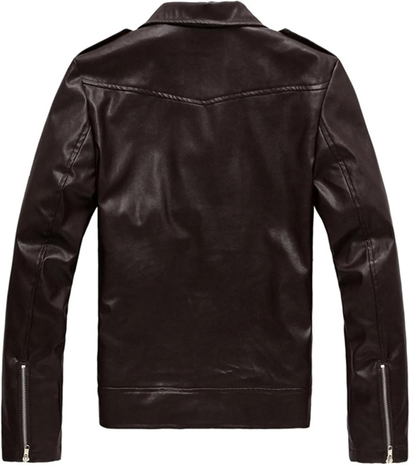 JEKE-DG Faux Leather Jacket For Men Stand Collar Bomber Jackets Motorcycle Asymmetric Zip-Up Blet Slim Fit Biker Coat