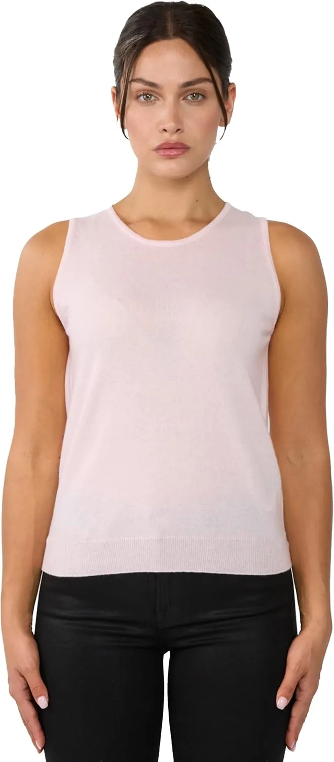 JENNIE LIU 100% Cashmere Tank Tops for Women | Sleeveless Crewneck Sweater Vest