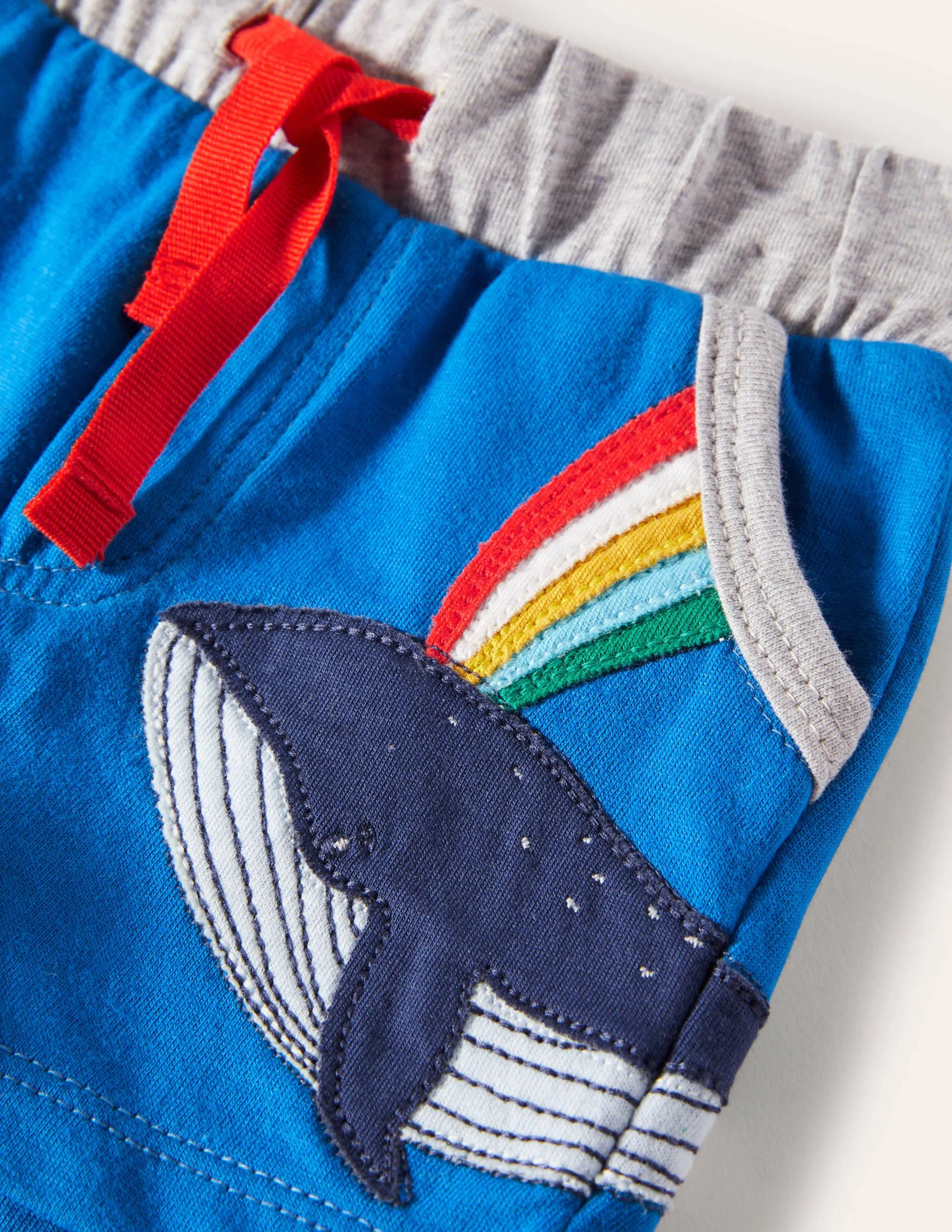 Jersey Shorts-Blue Appliqué Whale