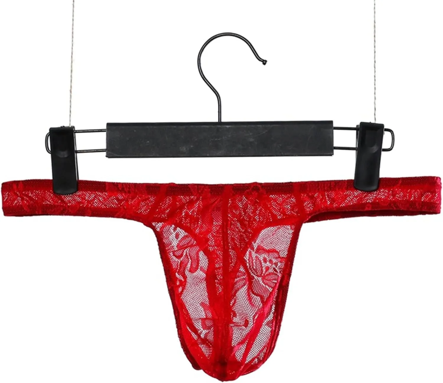 JEsilunmaMY Low Rise T-Back for Men See Through Lace Sheer Sissy G-String Panties Stretch Breathable Thongs Bikini Briefs