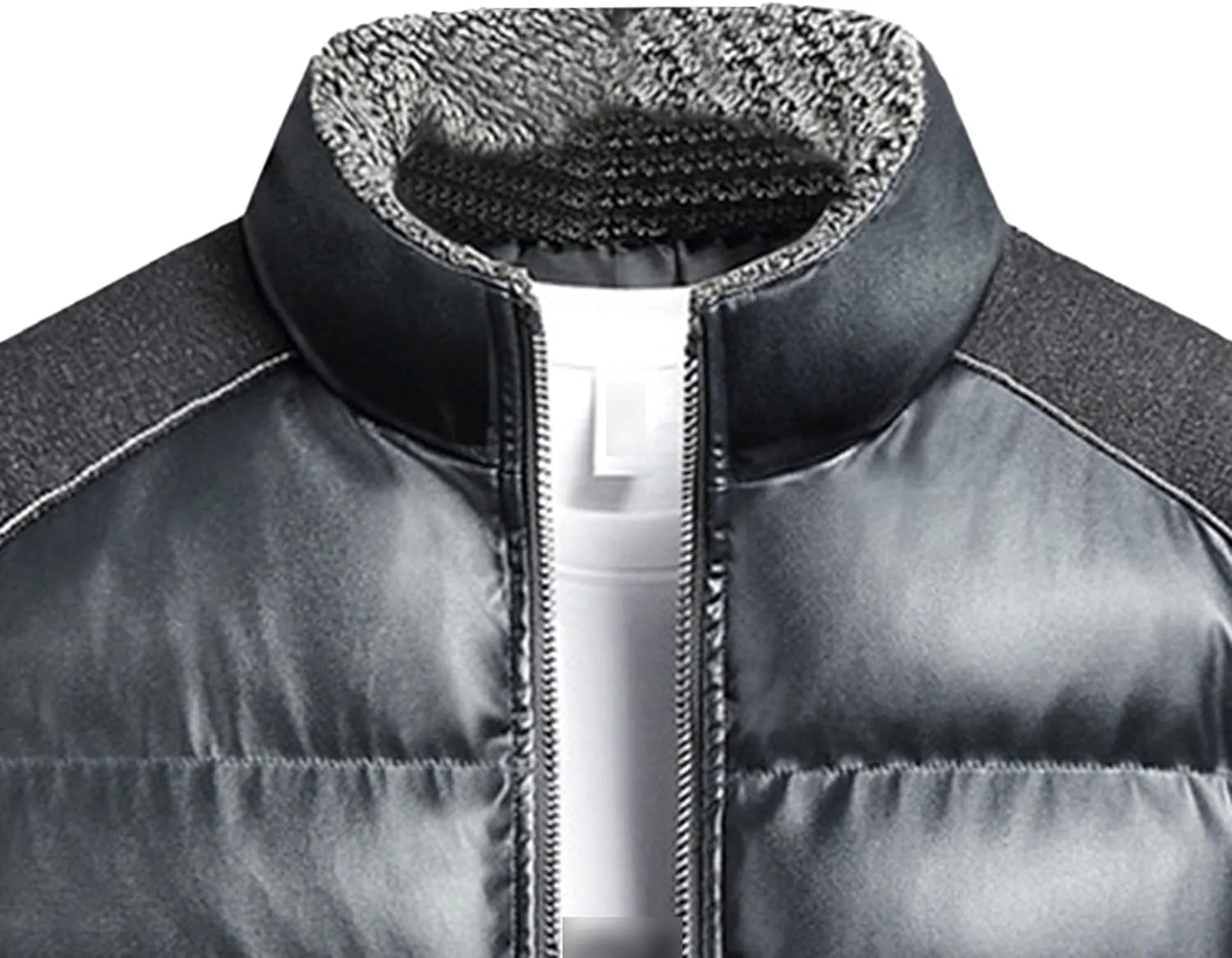JEsilunmaMY Men's Flap Pocket Bubble Puffer Jacket Fur Stand Collar Cotton Bomber Jacket Thicken Warm Winter Padded Coats