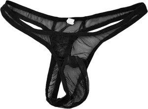 JEsilunmaMY Mens Mesh Sheer Bikini Briefs Low Rise Ultra-Thin Seamless Erotic Thong See Through Breathable Underwear Panties