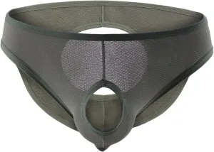 JEsilunmaMY Mens Open Front Bikini Briefs Low Waist Hollow Out Mesh Underwear Backless Breathable Sexy Lingerie Underpants