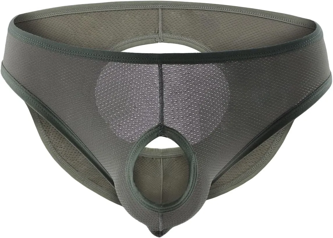 JEsilunmaMY Mens Open Front Bikini Briefs Low Waist Hollow Out Mesh Underwear Backless Breathable Sexy Lingerie Underpants
