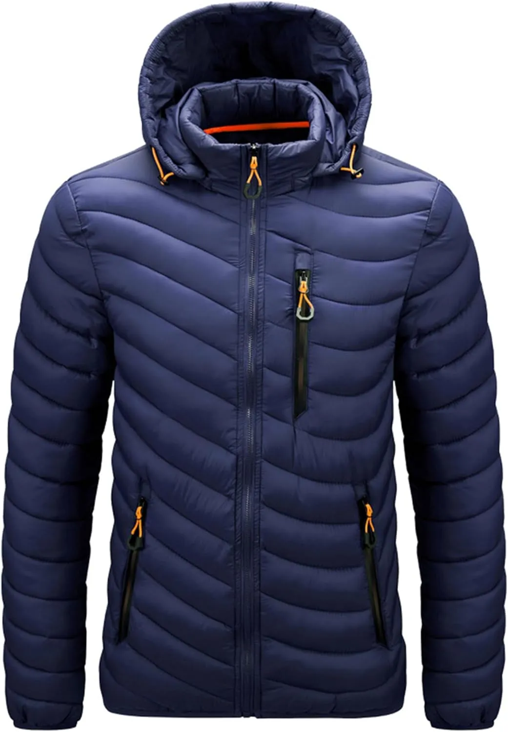 JEsilunmaMY Men's Puffer Jacket with Removable Hood Casual Insulated Hooded Padded Cotton Coat Slim Packable Down Jacket