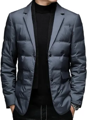 JEsilunmaMY Men's Suit Collar Insulated Puffer Jacket Winter Thermal Business Blazer Down Coats Windproof Padded Puffy Coat