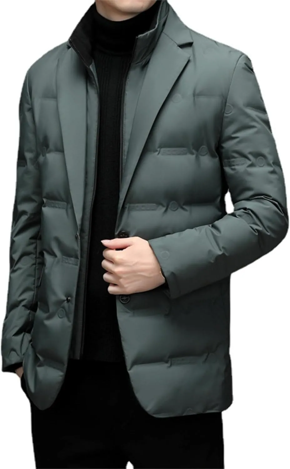 JEsilunmaMY Men's Suit Collar Insulated Puffer Jacket Winter Thermal Business Blazer Down Coats Windproof Padded Puffy Coat