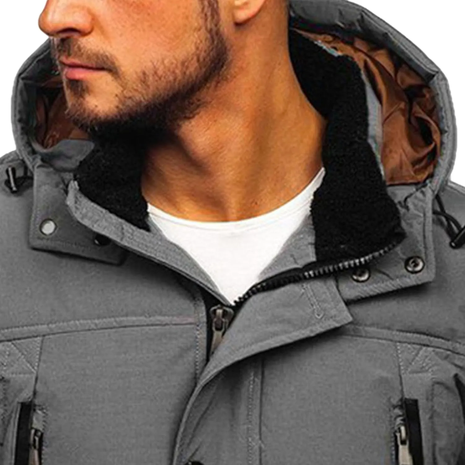JEsilunmaMY Men's Thicken Parka Padded Puffer Jacket Windproof Cotton Winter Coat with Flap Pocket Warm Snow Ski Down Coats