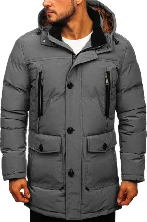 JEsilunmaMY Men's Thicken Parka Padded Puffer Jacket Windproof Cotton Winter Coat with Flap Pocket Warm Snow Ski Down Coats