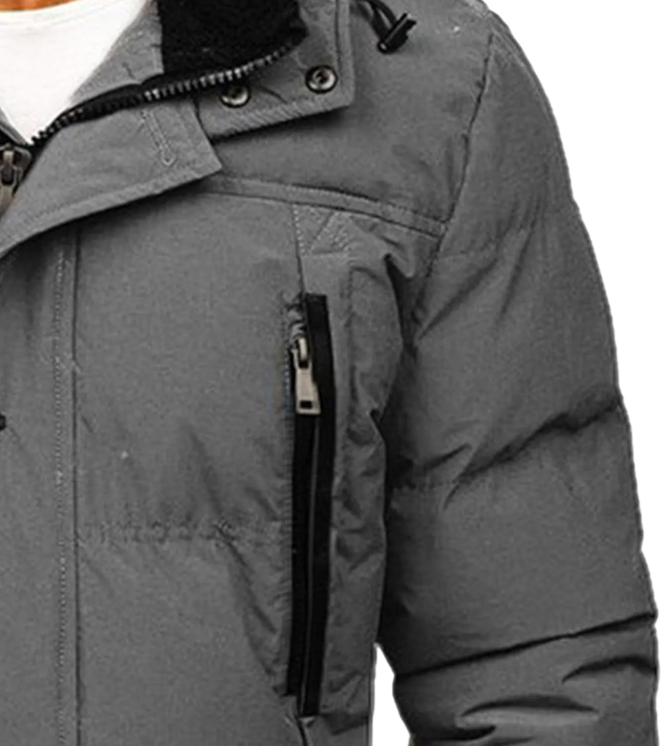 JEsilunmaMY Men's Thicken Parka Padded Puffer Jacket Windproof Cotton Winter Coat with Flap Pocket Warm Snow Ski Down Coats