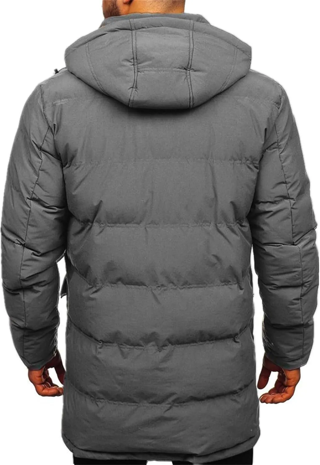 JEsilunmaMY Men's Thicken Parka Padded Puffer Jacket Windproof Cotton Winter Coat with Flap Pocket Warm Snow Ski Down Coats