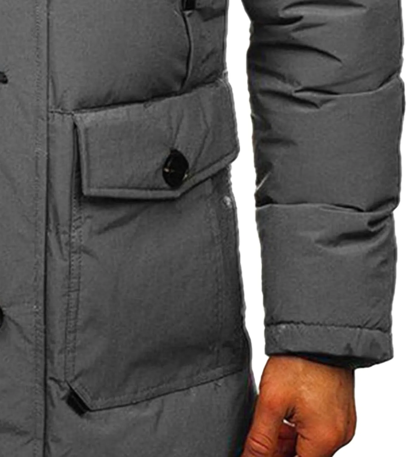 JEsilunmaMY Men's Thicken Parka Padded Puffer Jacket Windproof Cotton Winter Coat with Flap Pocket Warm Snow Ski Down Coats