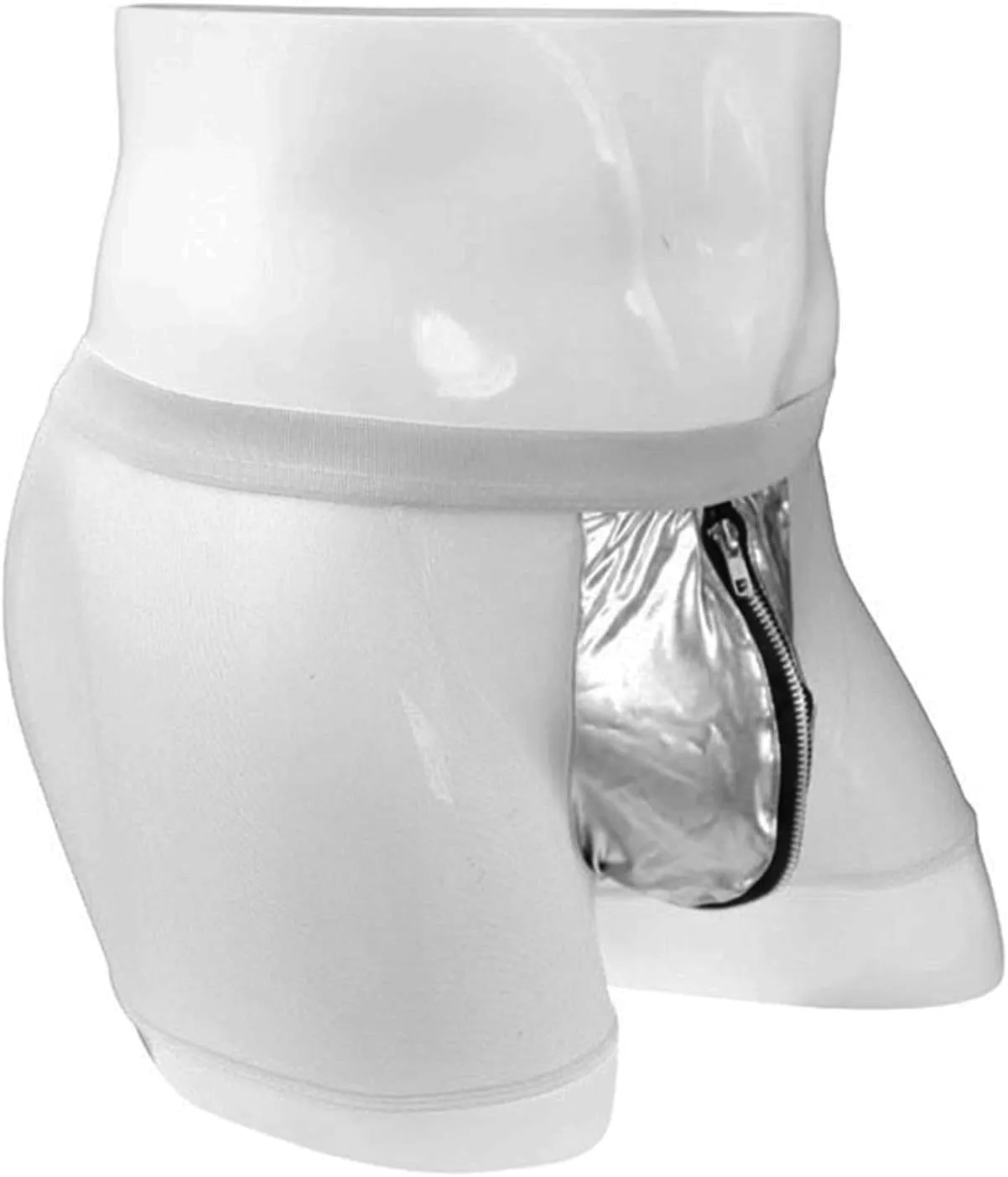 JEsilunmaMY Men's Zip Pouch Leather Boxers Mid Waist Mesh Sheer Breathable Underwear See Through Sexy Panties Boxer Briefs