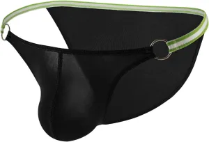 JEsilunmaMY Sexy Hollow Bikini Briefs for Men Ice Silk Low Rise Bulge Pouch Underwear Solid Color Breathable G-String Thongs