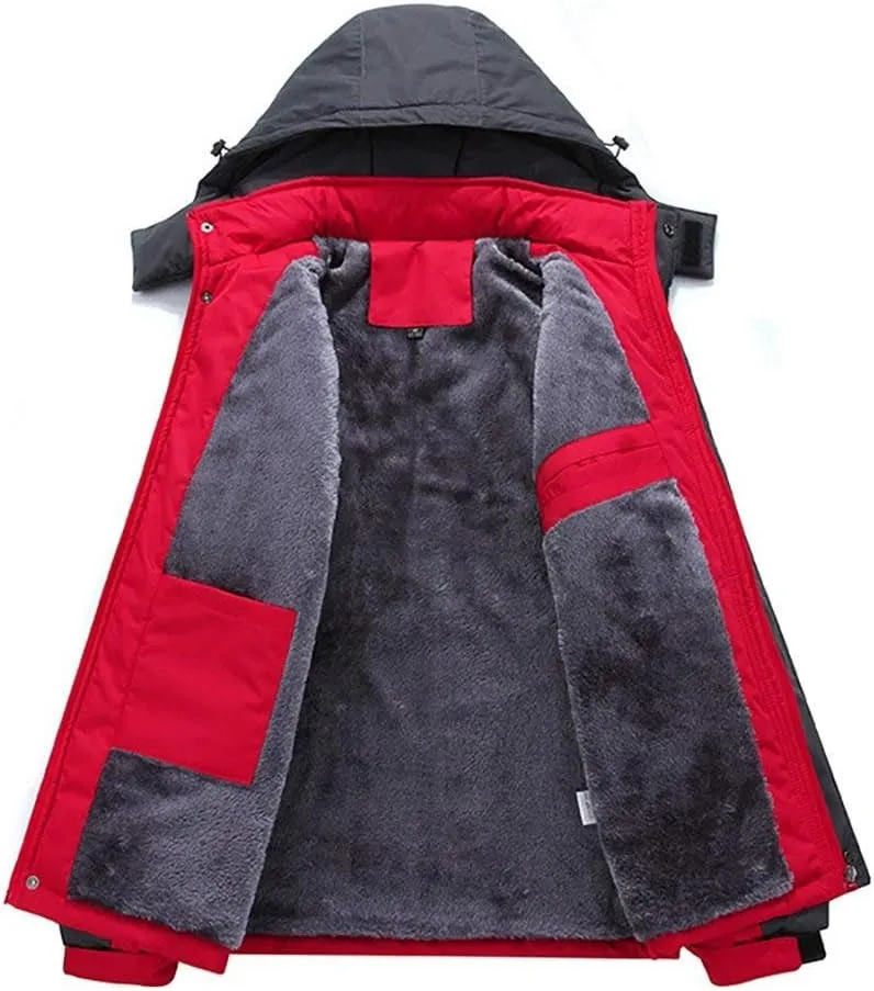 JITUUE Down Jacket Men Winter Snow Puffer Coats Fur Hooded Thick Cotton-Padded Quilted Casual Warm Outwear Down Jacket