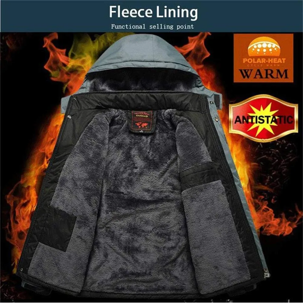 JITUUE Down Jacket Men Winter Snow Puffer Coats Fur Hooded Thick Cotton-Padded Quilted Casual Warm Outwear Down Jacket