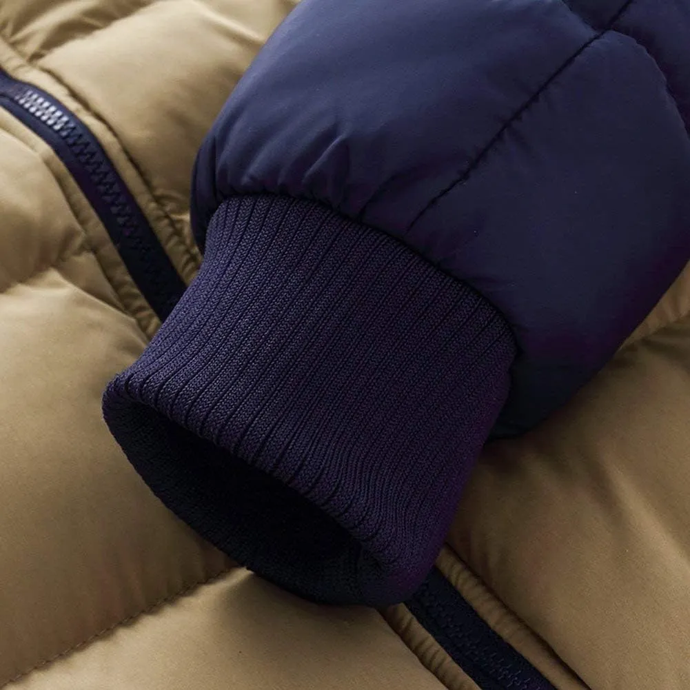 JITUUE Down Jacket Men Winter Snow Puffer Coats Fur Hooded Thick Cotton-Padded Quilted Casual Warm Outwear Down Jacket