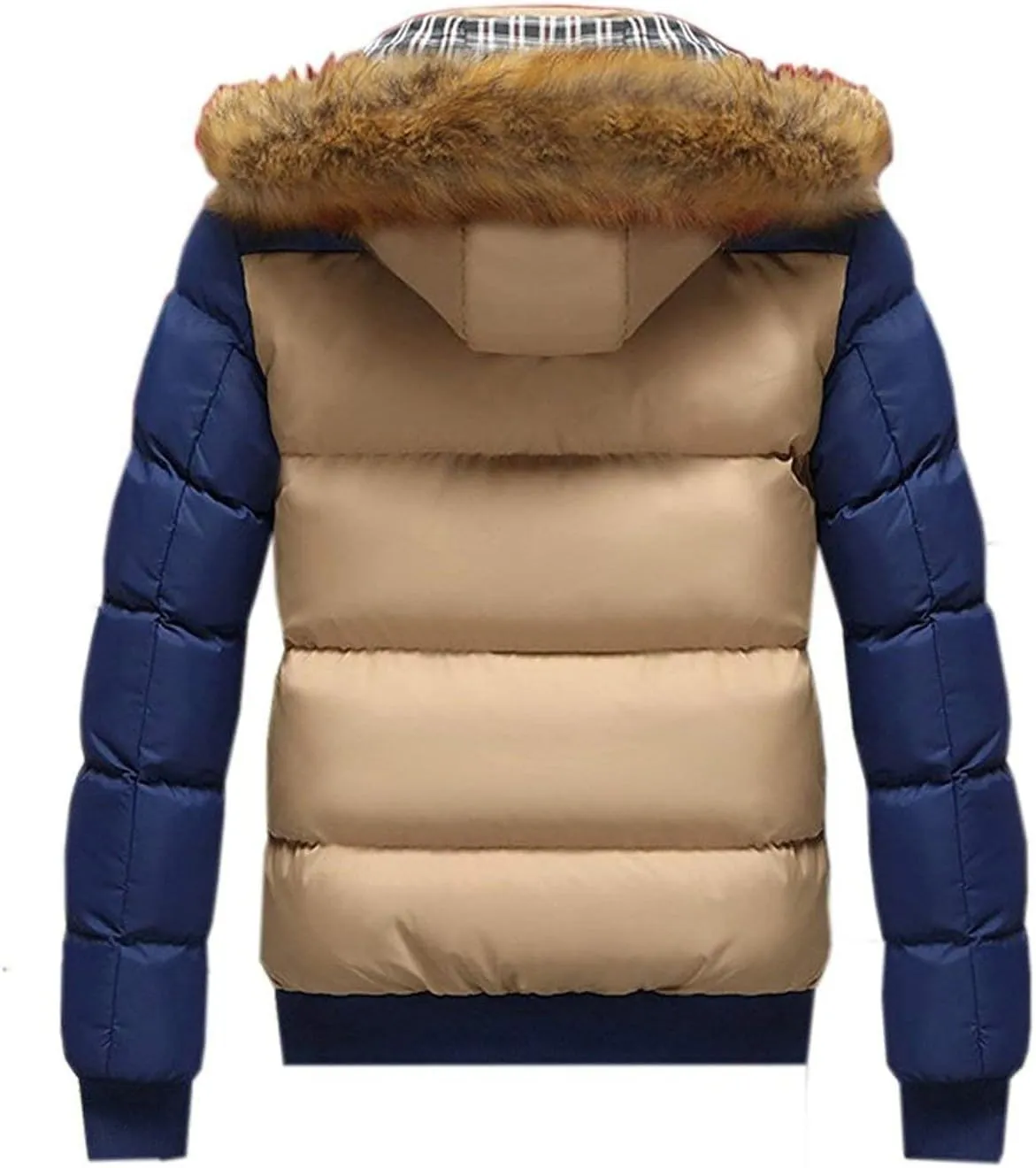 JITUUE Down Jacket Men Winter Snow Puffer Coats Fur Hooded Thick Cotton-Padded Quilted Casual Warm Outwear Down Jacket