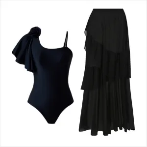 Jodi - Ruffled Floral One-Piece Swimsuit Set