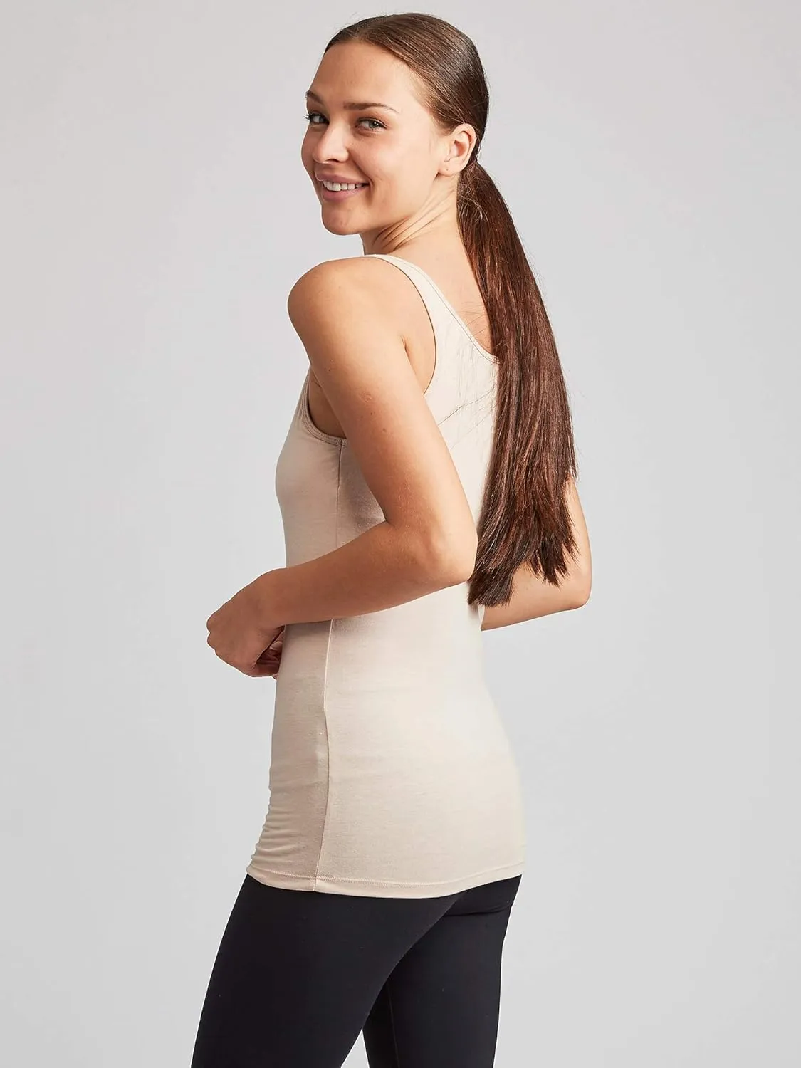 Kalon Women's 4-Pack Modern Busty Shelf Bra Cami Base Layer Camisole Tank Top