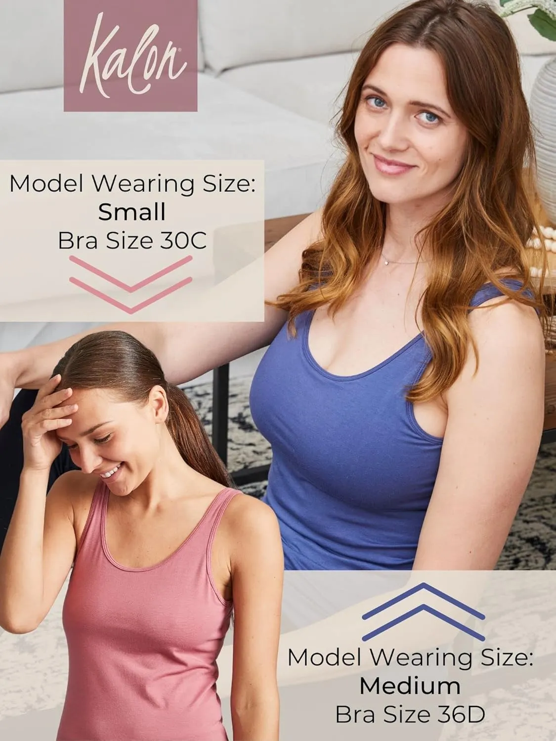 Kalon Women's 4-Pack Modern Busty Shelf Bra Cami Base Layer Camisole Tank Top